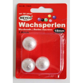 Wachsperlen weiss, 18mm