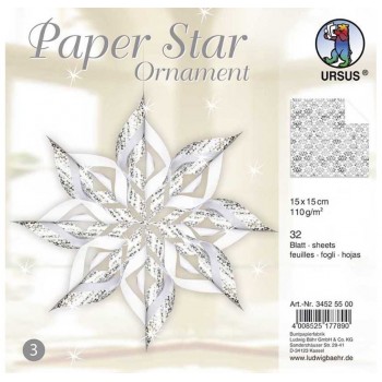 Papier-Sterne Ornament, silber
